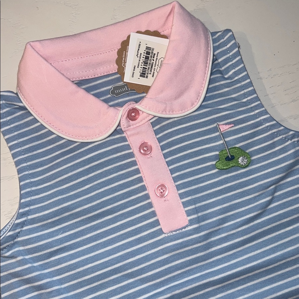 Mud Pie Blue and Pink Striped Golf Casual Dress 12-18 months 2T 3T 4T 5T - Picture 3 of 3